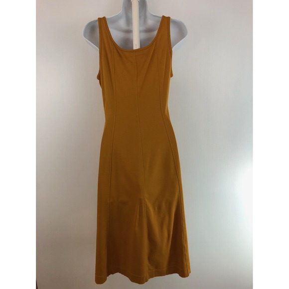 Everlane Tank Dress Mustard Yellow Midi sleeveless Size XS 100% cotton Stretch‎ - Picture 3 of 6